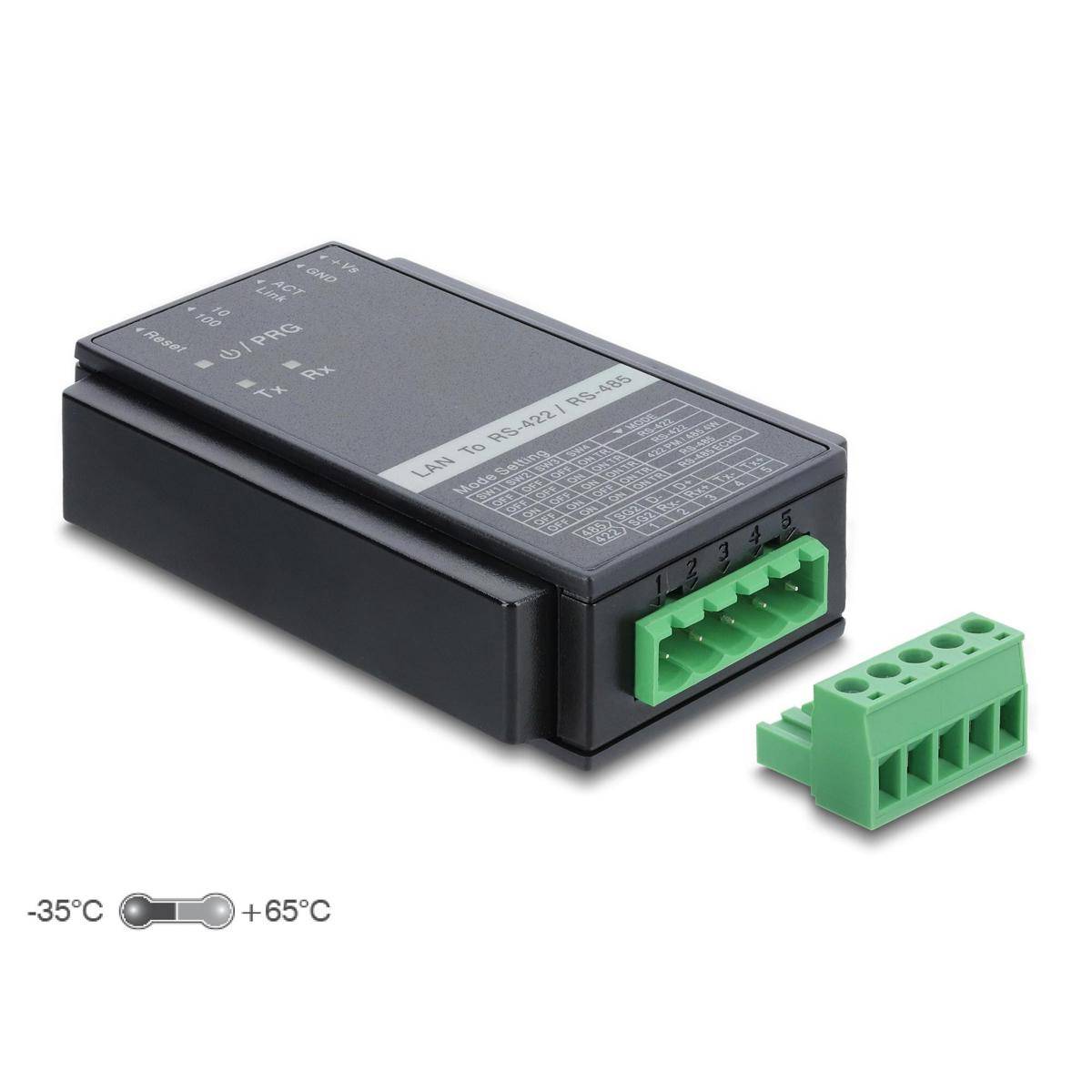 63003 - Delock Konverter Ethernet LAN TCP/IP RJ45 zu RS-485/RS-422 Terminalblock mit Überspannungsschutz