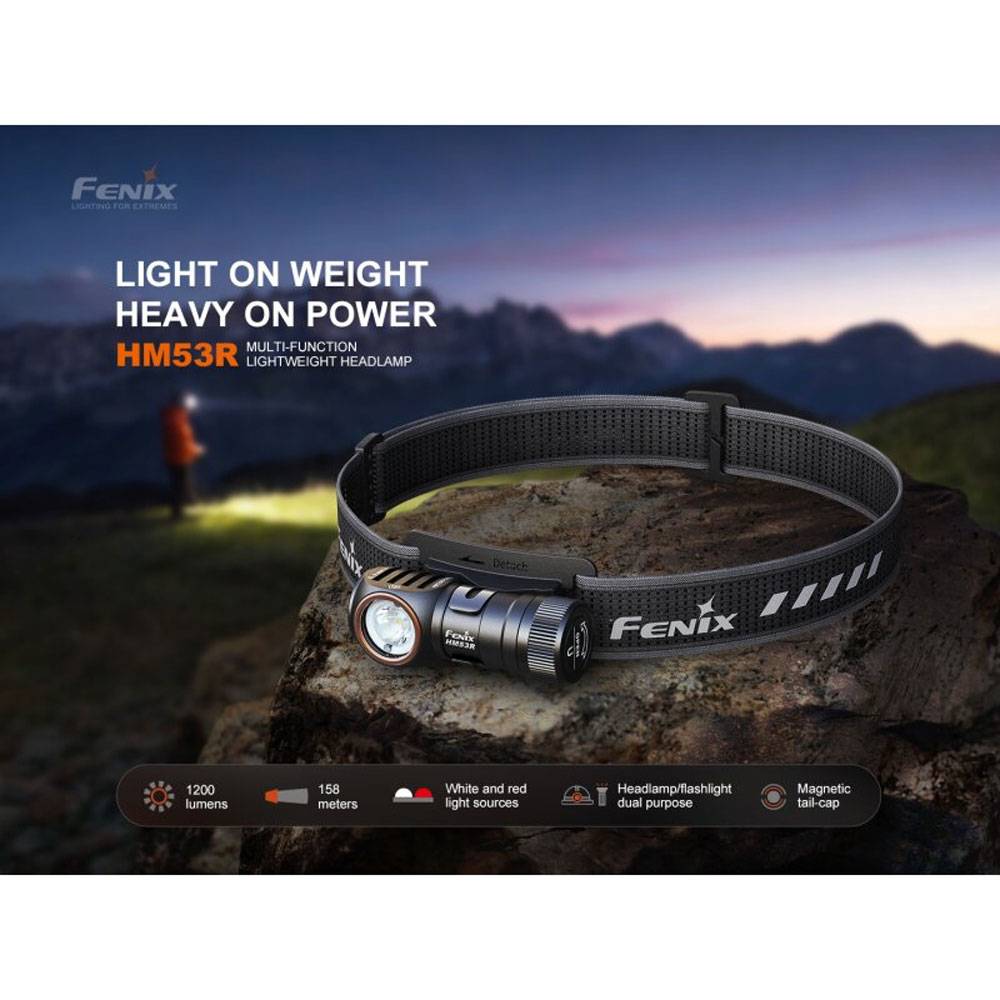 Fenix HM53R LED-Stirnlampe 1200 Lumen - Schwarz