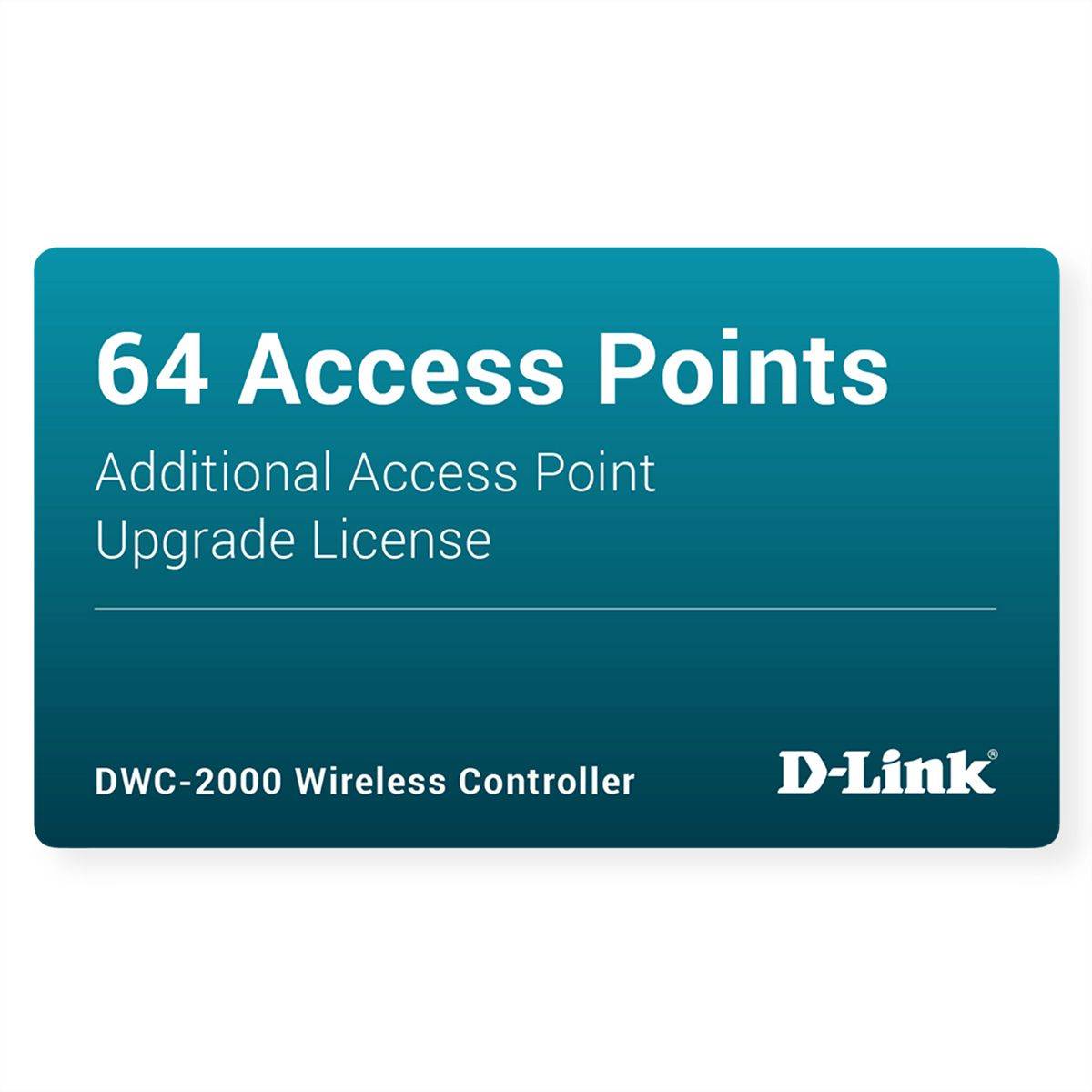 D-Link-Lizenzkarte für DWC-2000 Wireless Controller, gekennzeichnet mit „64 Zugriffspunkte
