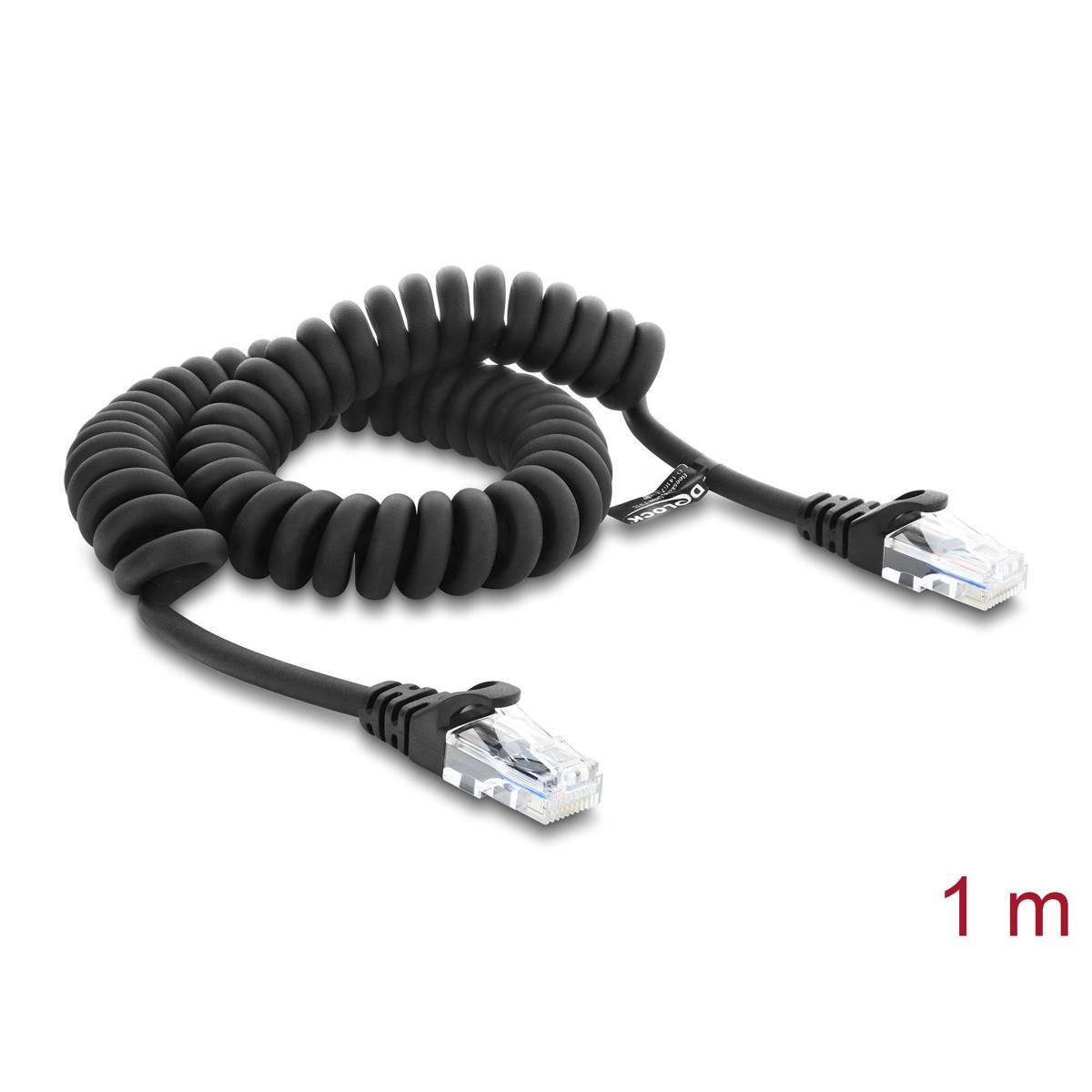 88161 - Delock RJ50 Spiralkabel Stecker zu Stecker 1 m schwarz