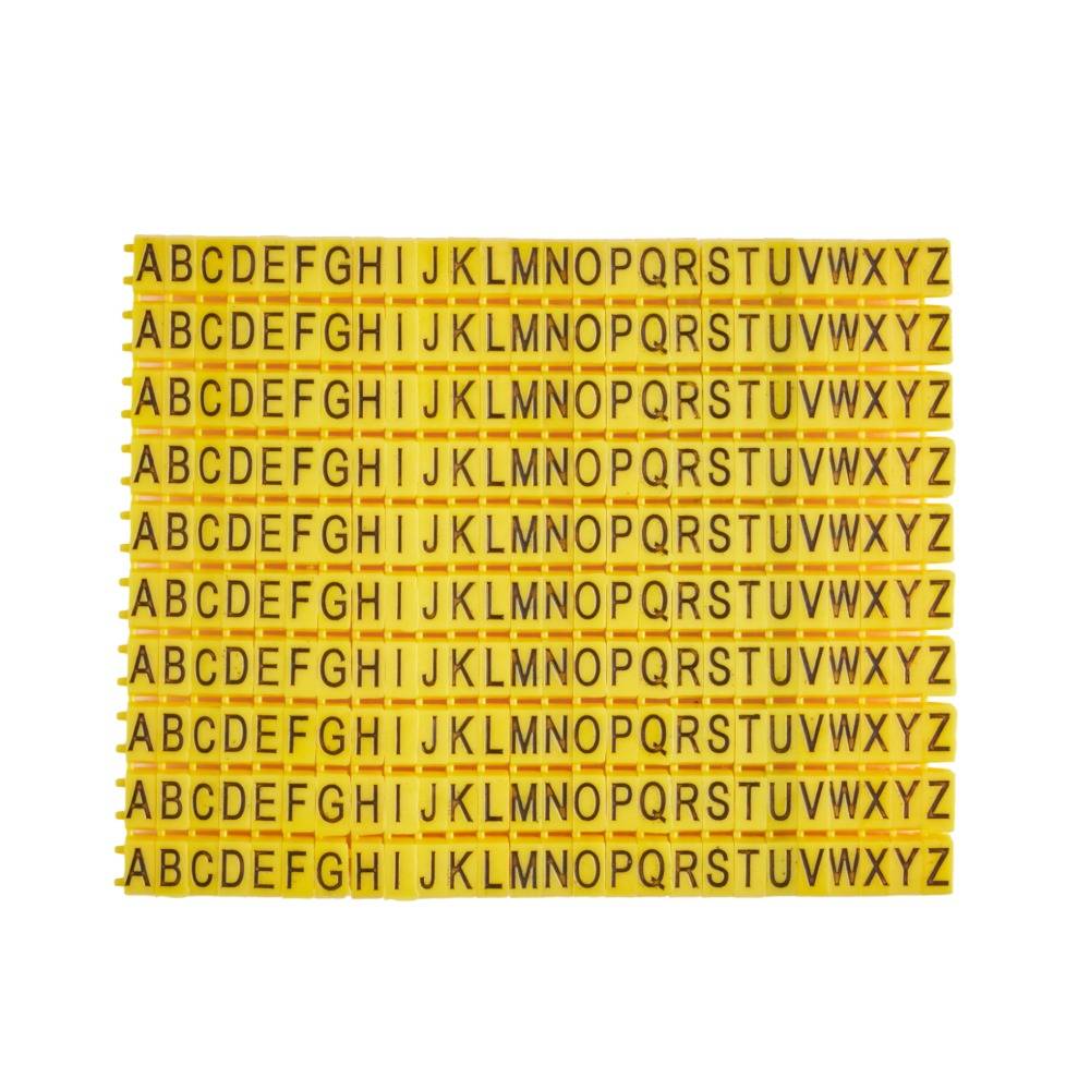 Offgridtec Kabelmarker Clips A–Z, 260 Stück, für 2,5 mm² Kabel, je 10x Buchstaben, gelb