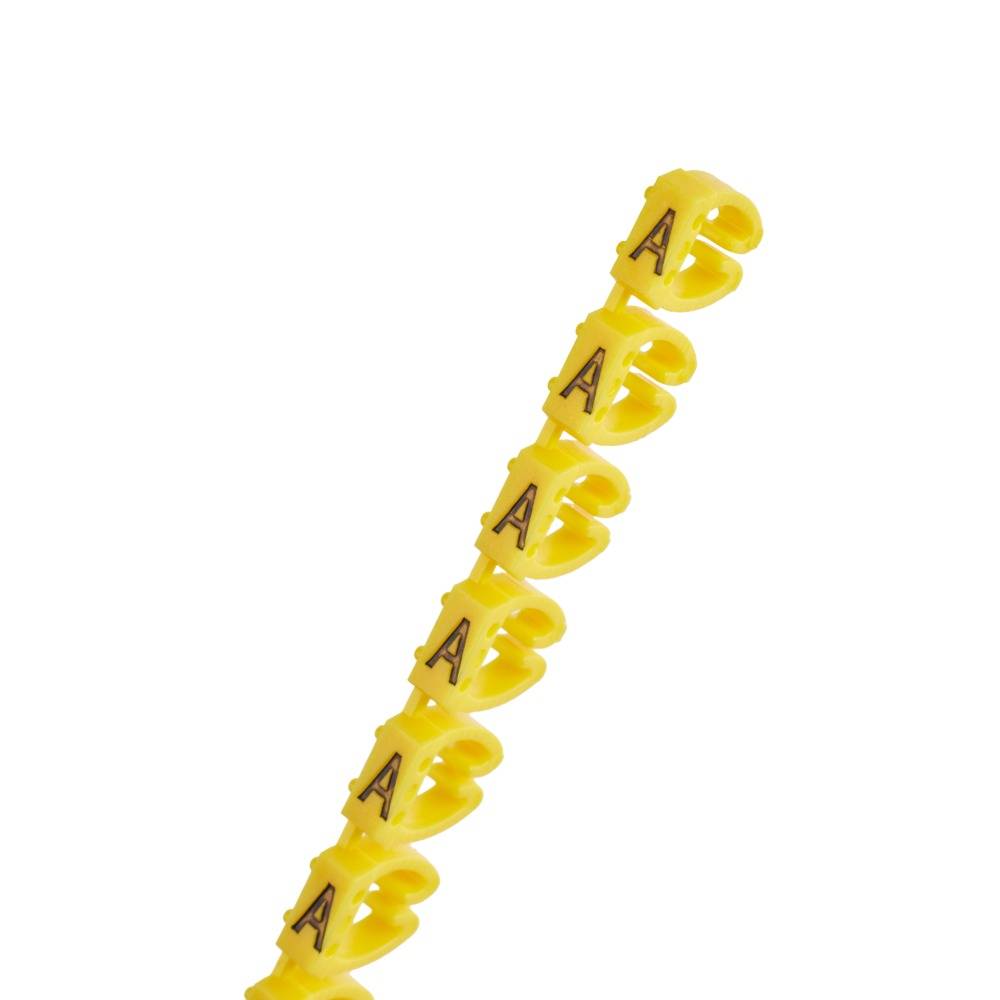Offgridtec Kabelmarker Clips A–Z, 260 Stück, für 6 mm² Kabel, je 10x Buchstaben, gelb