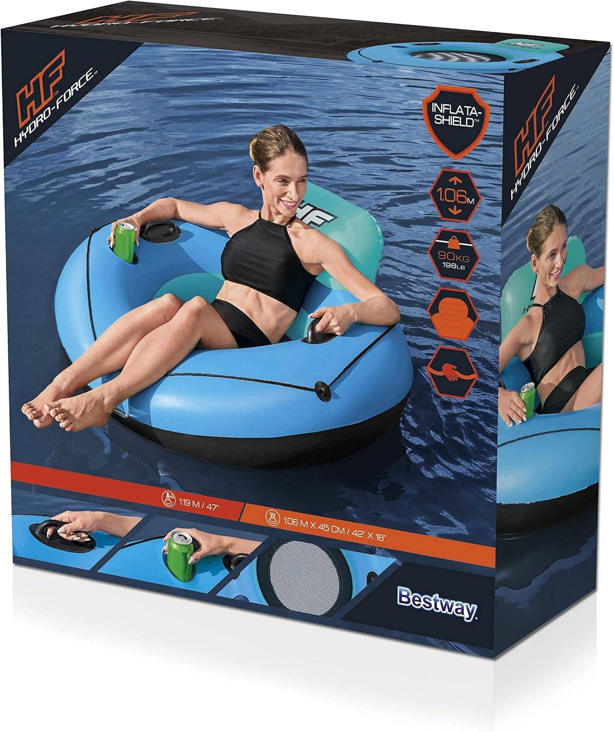Bestway Hydro-Force Schwimmring mit Rückenlehne White Cap Rider Ø 119 cm