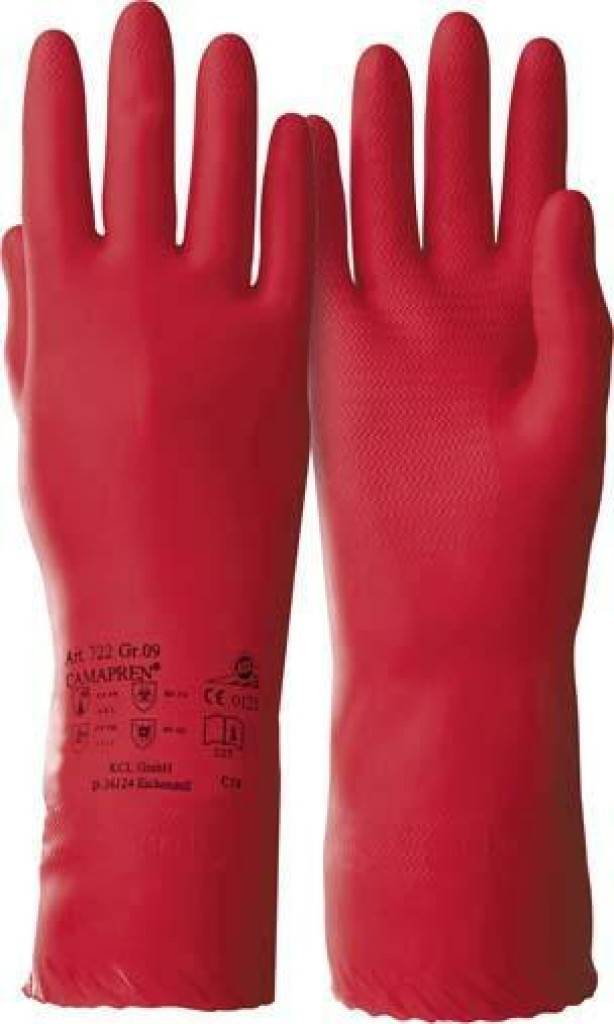 Camapren Stulpe,Profilierung,velourisiert rot Camapren die KCL-Schutzhandschuhe aus Polychloropren, dem bewährten Rohstoff mit den ausgeglic