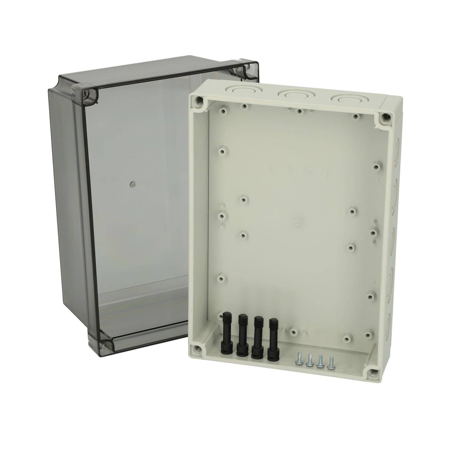 FIBOX Gehäuse mit Dichtung und Deckel, Serie: MNX mit metrischen Vorprägungen, Werkstoff Gehäuse Polycarbonat (PC) Maße