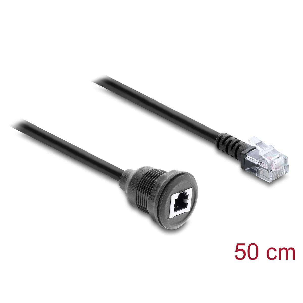 91086 - Delock Kabel RJ12 Stecker zu RJ12 Buchse zum Einbau 50 cm schwarz