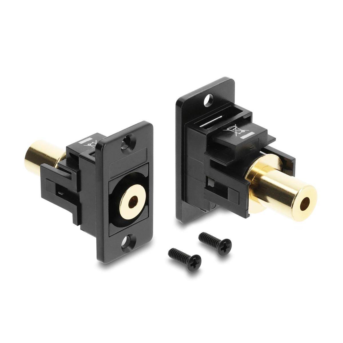91223 - Delock Panel Mount Klinkenbuchse 3,5 mm 4 Pin zu Klinkenbuchse 3,5 mm 4 Pin vergoldet schwarz