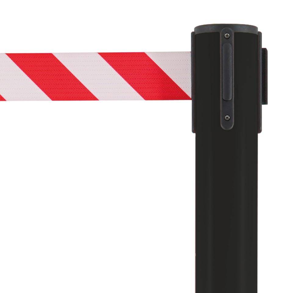 K.57 Gurtpfosten,schwarz,Kunststoff,Gurt rot/weiß schraffiert,50mm,4m,990mm