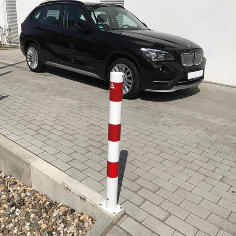 Schake Absperrpfosten 30°, zum Aufdübeln, rot/weiß, Stahl, 1000mm