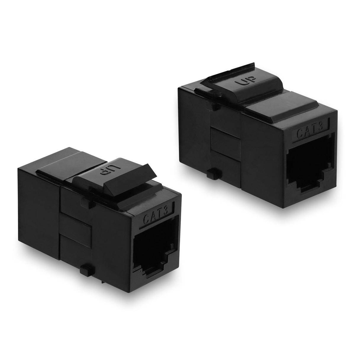 91378 - Delock Keystone Modul Kupplung RJ12 Buchse zu RJ12 Buchse Cat.3 Kunststoff schwarz