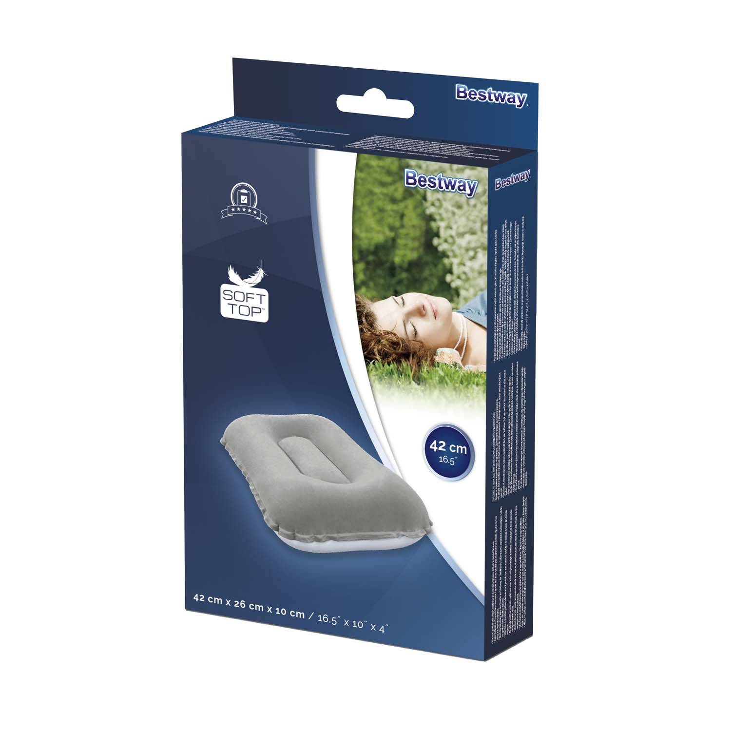 Bestway 67121 - Aufblasbares Camping-Kissen 42 x 26 x 10 cm, sortiert
