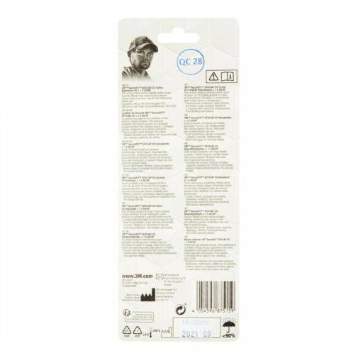 # Rückseite einer 3M QC 28 Produktverpackung mit Anleitung, Warnsymbolen, Barcode und Ablaufdatum '2021.05'.