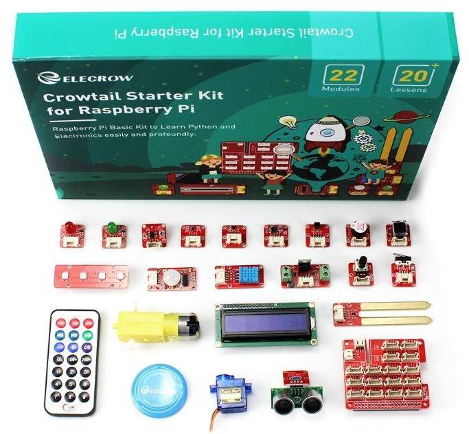 Elecrow Crowtail Starter Kit für Raspberry Pi, 22 Module, Plug & Play, ohne Raspberry Pi