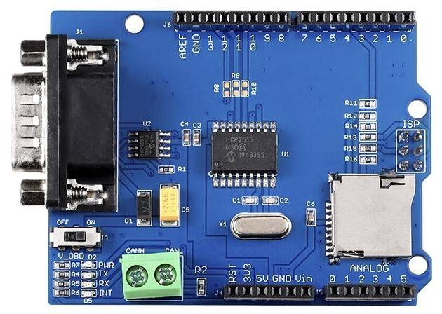 Elecrow Can-Bus Shield, Arduino Mega/Leonardo kompatibel, CAN V2.0B, 9-poliger Sub-D, Micro-SD, V1.5