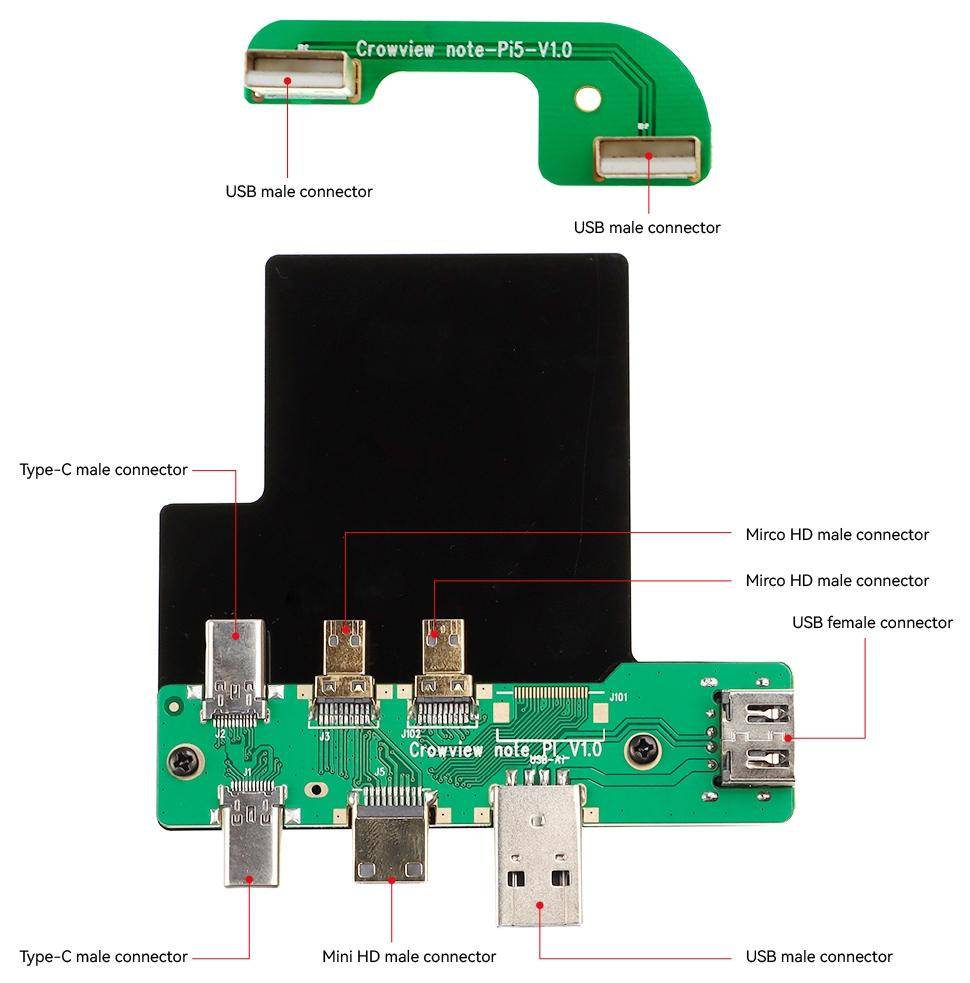 Elecrow CrowView Note Bridge Kit Adapterboard für Raspberry Pi 5