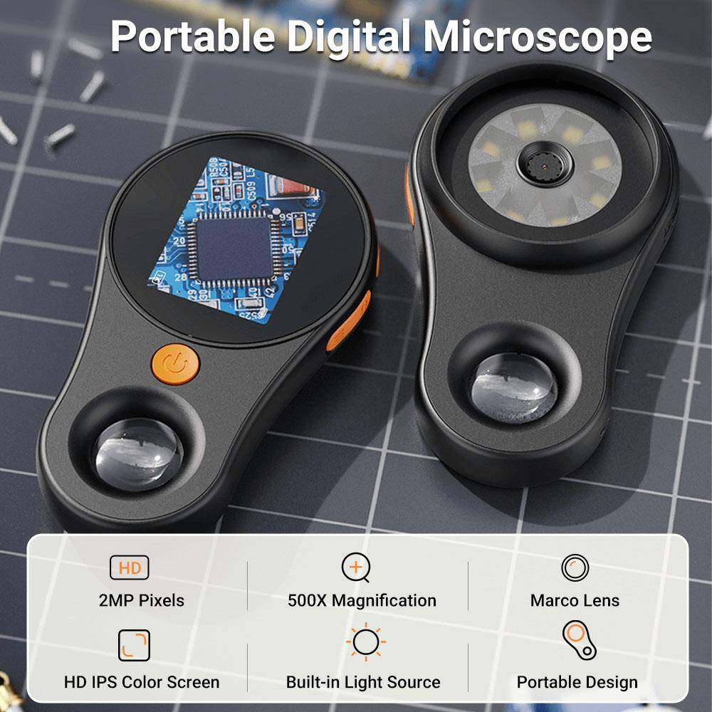 Elecrow Portable Handheld Mini Digital Microscope, 2 MP, 500x Vergrößerung, 2,0-Zoll-IPS, LED-Licht