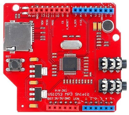 Elecrow VS1053 MP3 Shield, Audio-Decoder, SPI, SD-Karte, Mikrofon, Line-In, Kopfhörer 30 Ohm, 5V
