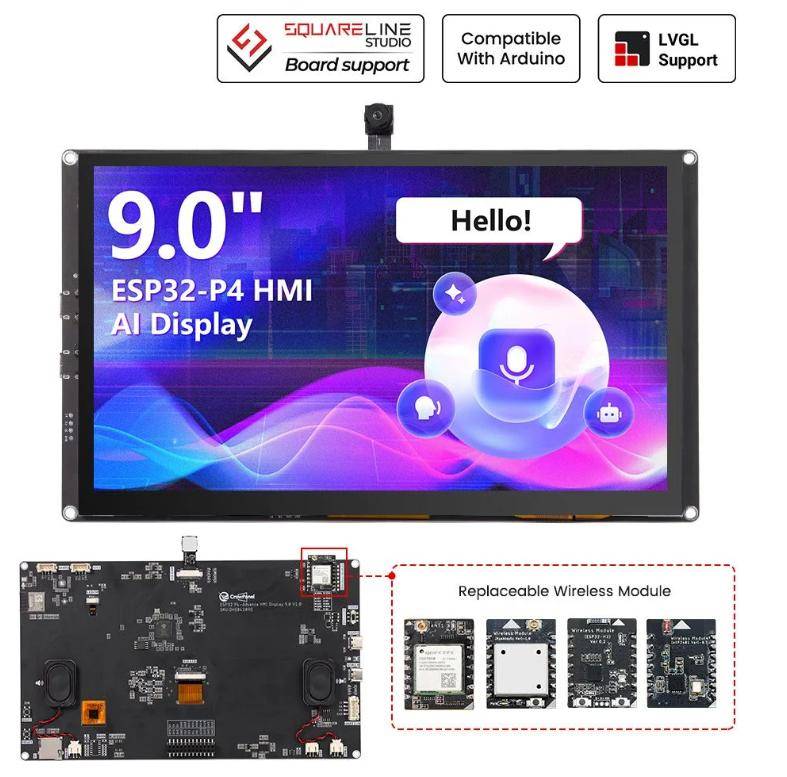 Elecrow CrowPanel Advance 9" HMI-Touch-Display, ESP32-P4/C6, Wi-Fi 6, BT 5.3, Flash/PSRAM, GPIO, 5V