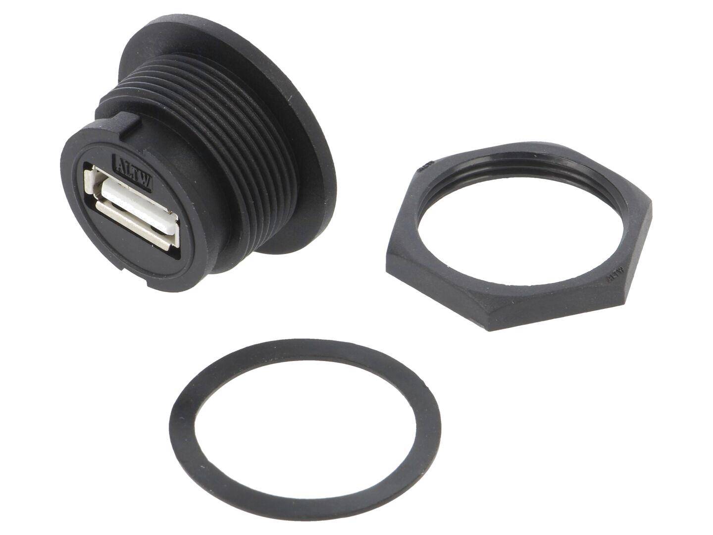 AMPHENOL UA-20PMFP-LC7001 USB-A Buchse, Frontplattenmontage, THT, 4-polig, IP67, USB 2.0