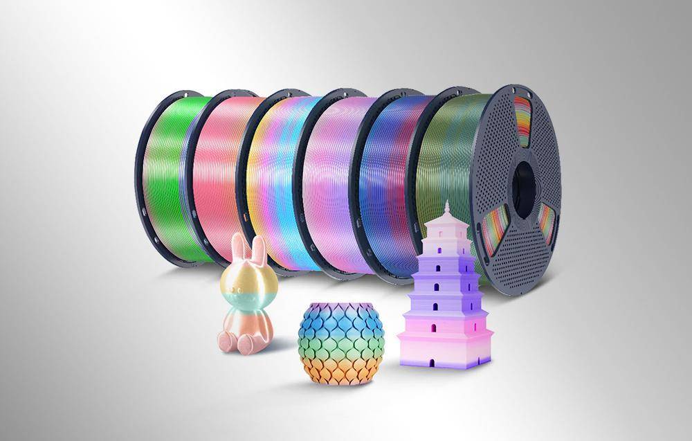 Sunlu PLA+ Silk Rainbow Filament, 1,75mm, 1kg - Farbton: Silk Rainbow 06
