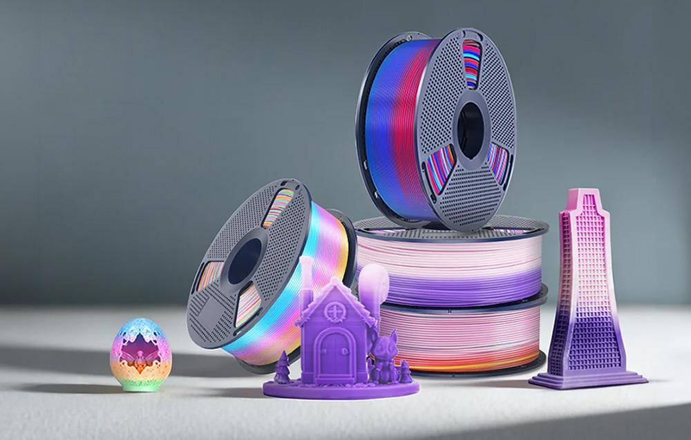 Sunlu PLA+ Silk Rainbow Filament, 1,75mm, 1kg - Farbton: Rainbow 01