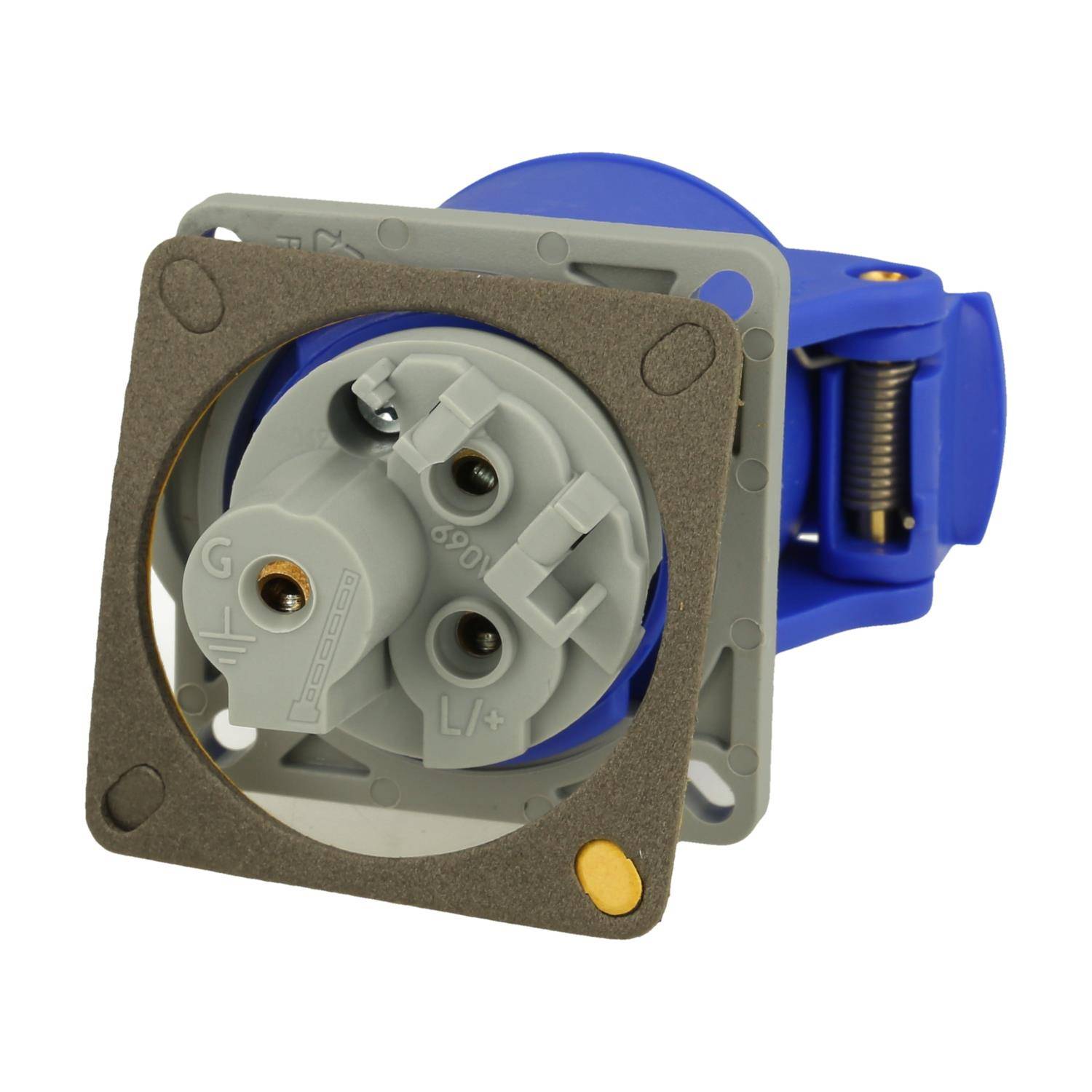 Amphenol 16 Ampere CEE Einbausteckdose 3-polig (2P+PE) Buchse, Kodierung 6h blau 200/250V Frequenz 50 und 60Hz - 1