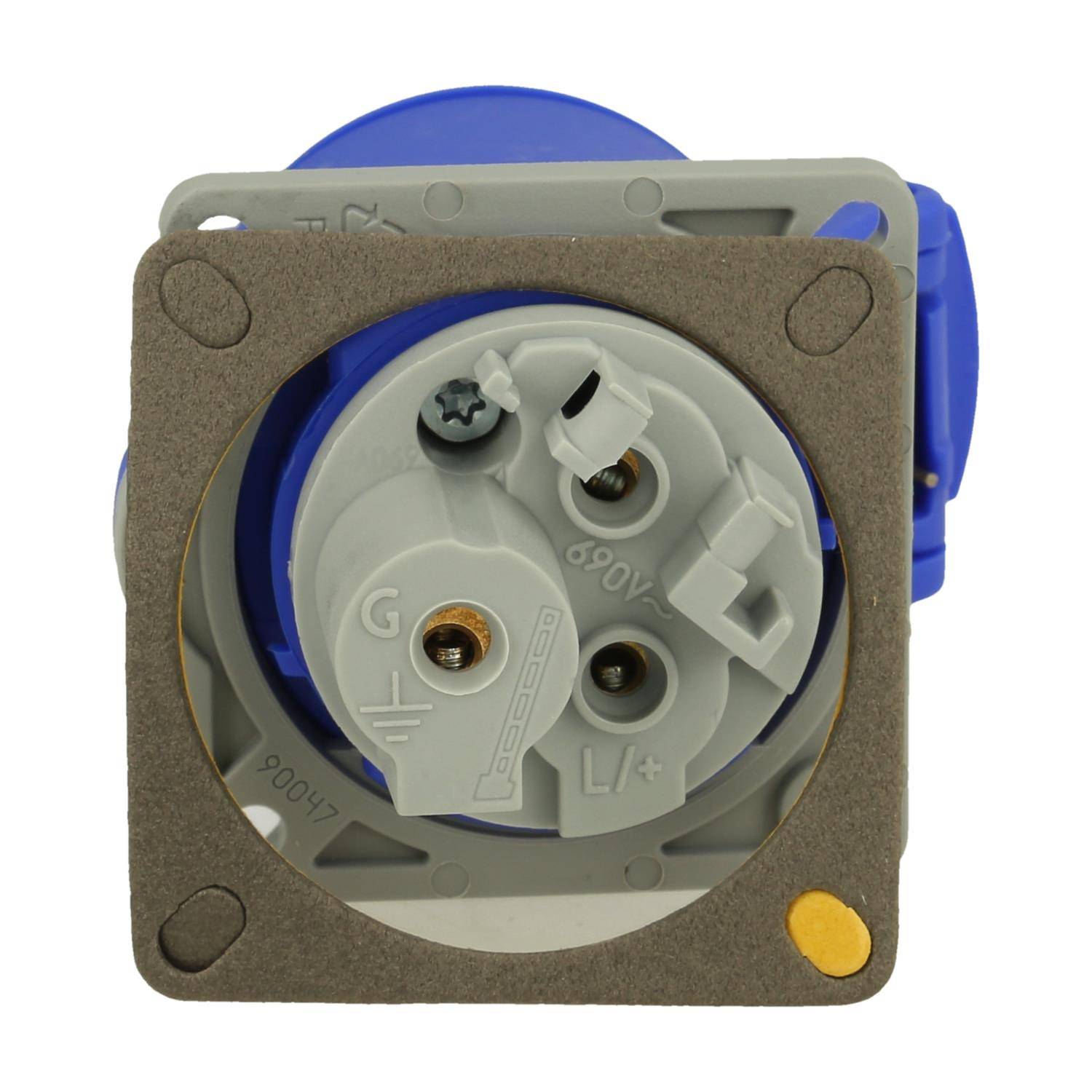 Amphenol 16 Ampere CEE Einbausteckdose 3-polig (2P+PE) Buchse, Kodierung 6h blau 200/250V Frequenz 50 und 60Hz - 1