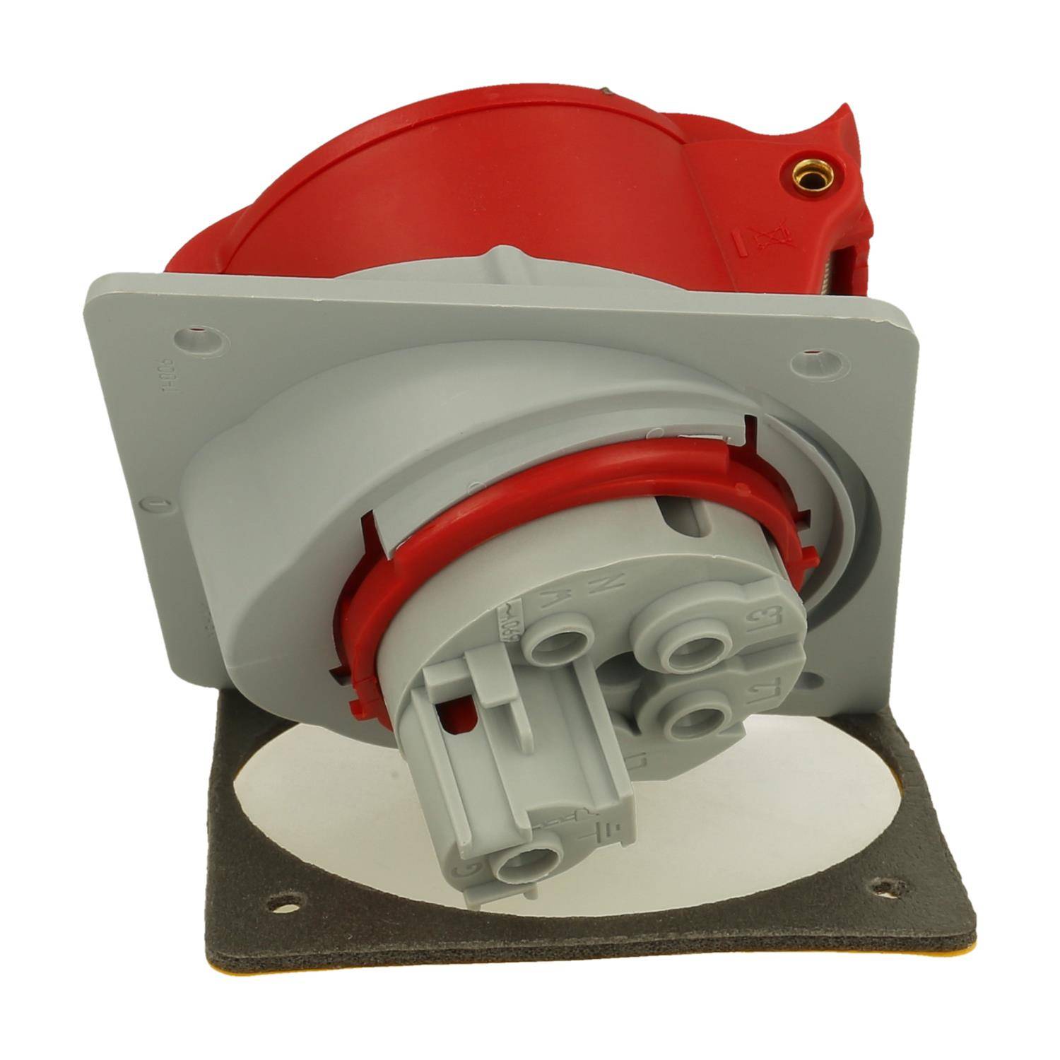 Amphenol 16 Ampere CEE Einbausteckdose 5-polig (3P+N+PE) Buchse, Kodierung 6h rot 200/346V bis 240/415V Frequenz 50 und