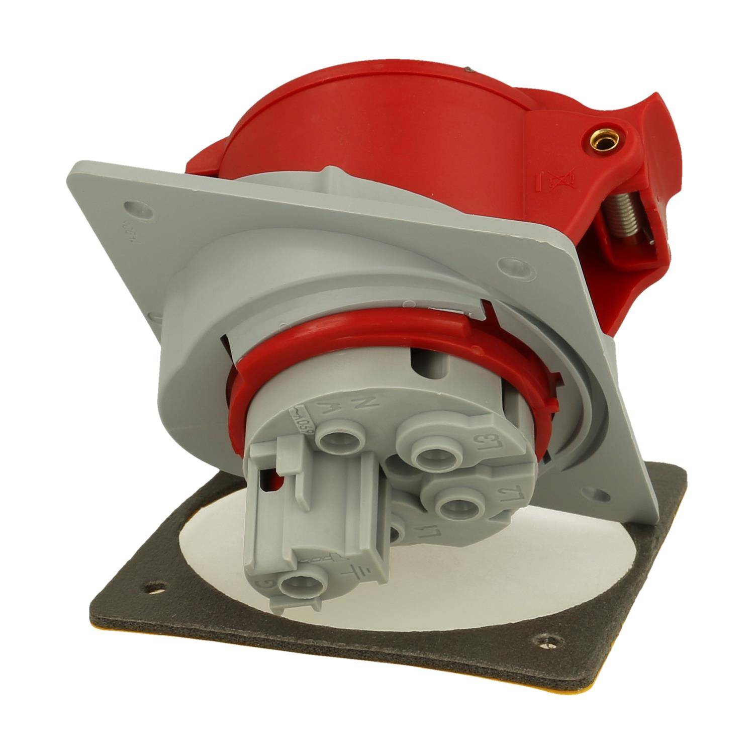 Amphenol 16 Ampere CEE Einbausteckdose 5-polig (3P+N+PE) Buchse, Kodierung 6h rot 200/346V bis 240/415V Frequenz 50 und