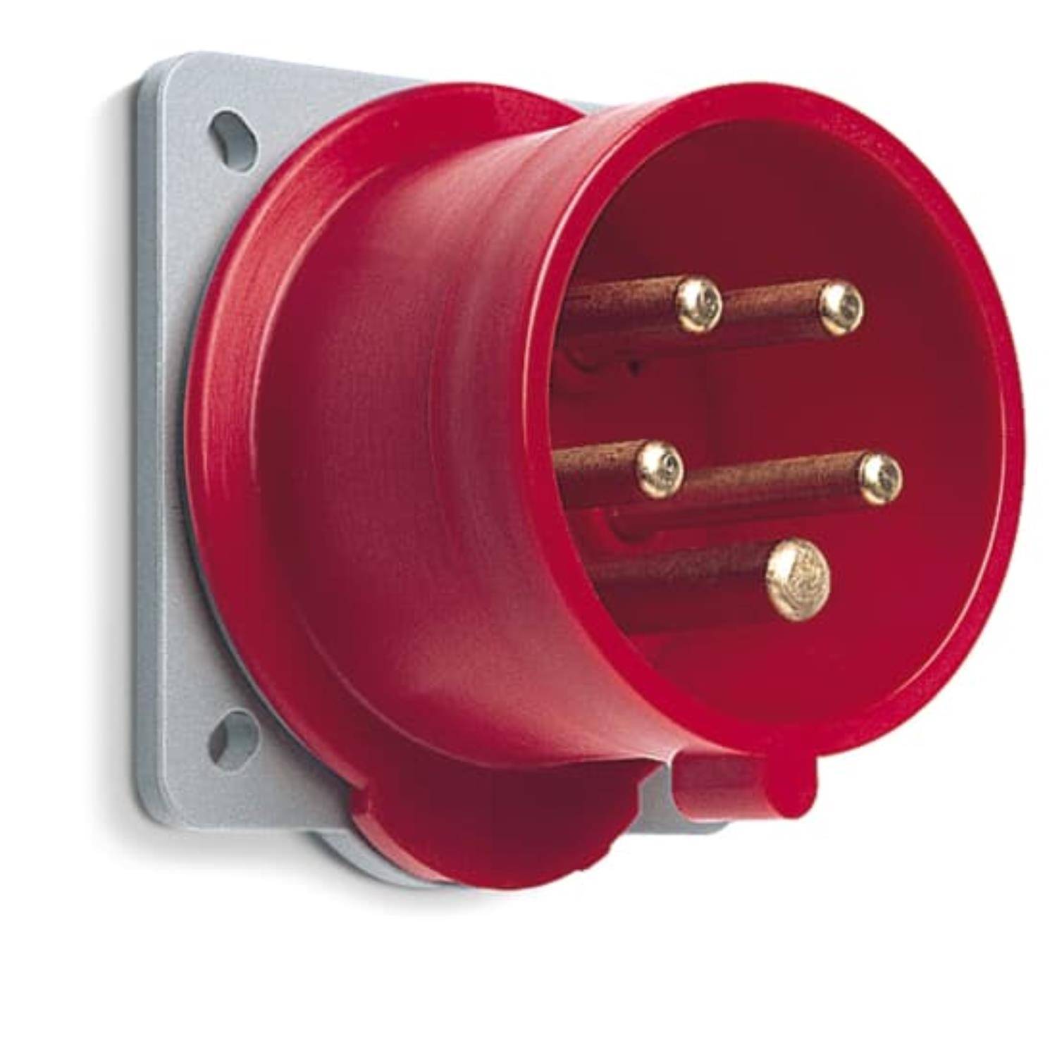 Amphenol 32 Ampere CEE Einbausteckverbinder 5-polig (3P+N+PE) Stift, Kodierung 6h rot 200/346V bis 240/415V Frequenz 50