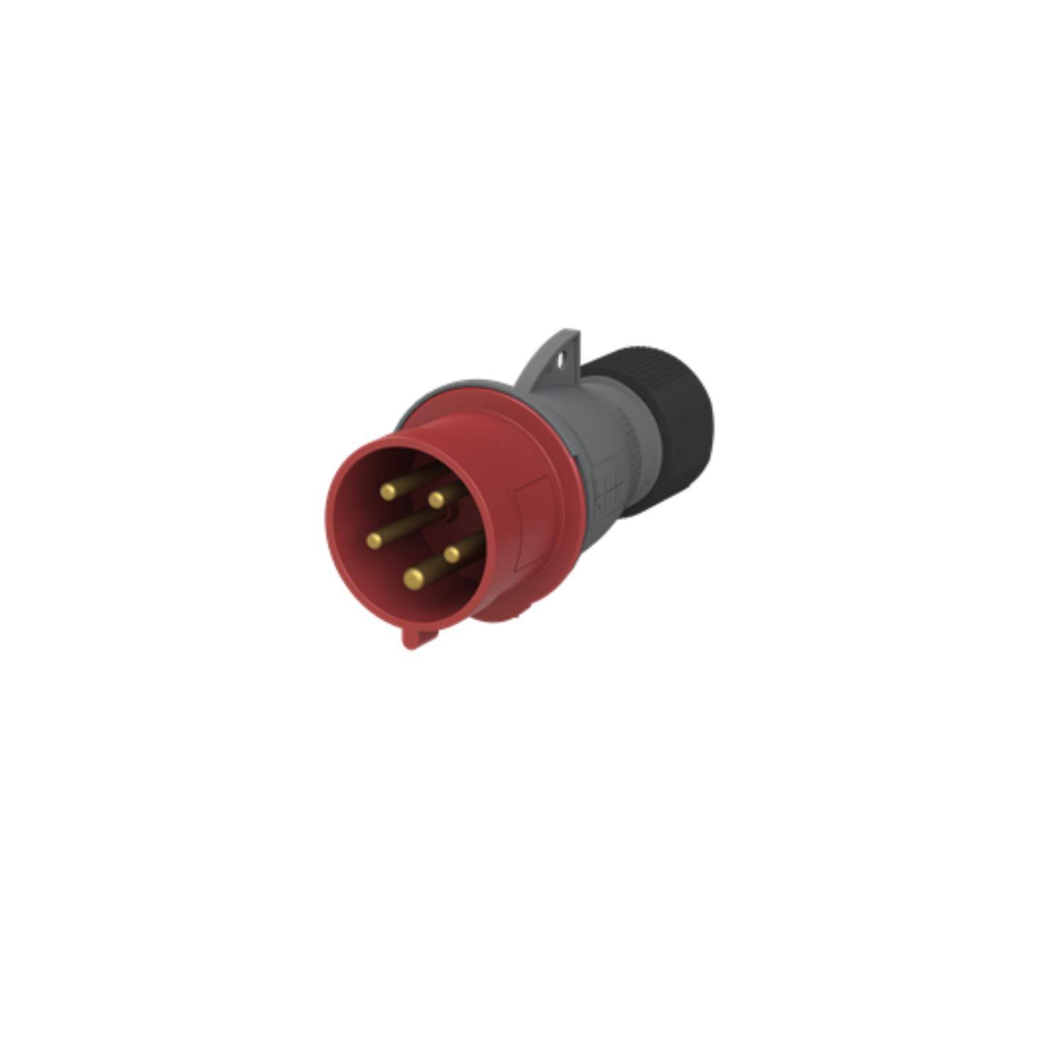 Amphenol 32 Ampere CEE Steckverbinder 5-polig (3P+N+PE) Stift, Kodierung 6h rot 200/346V bis 240/415V Frequenz 50 und