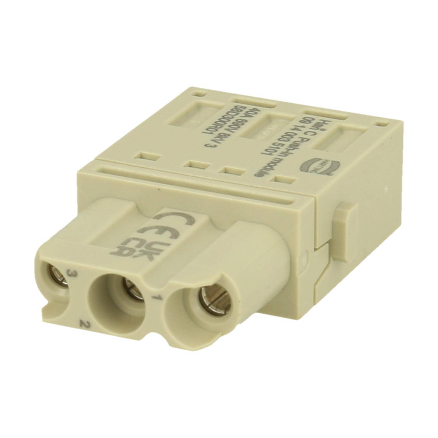 Han C Modul Buchseneinsatz (F) Push-In-Anschluss, 3-polig 690V, 40A - 1 Stück