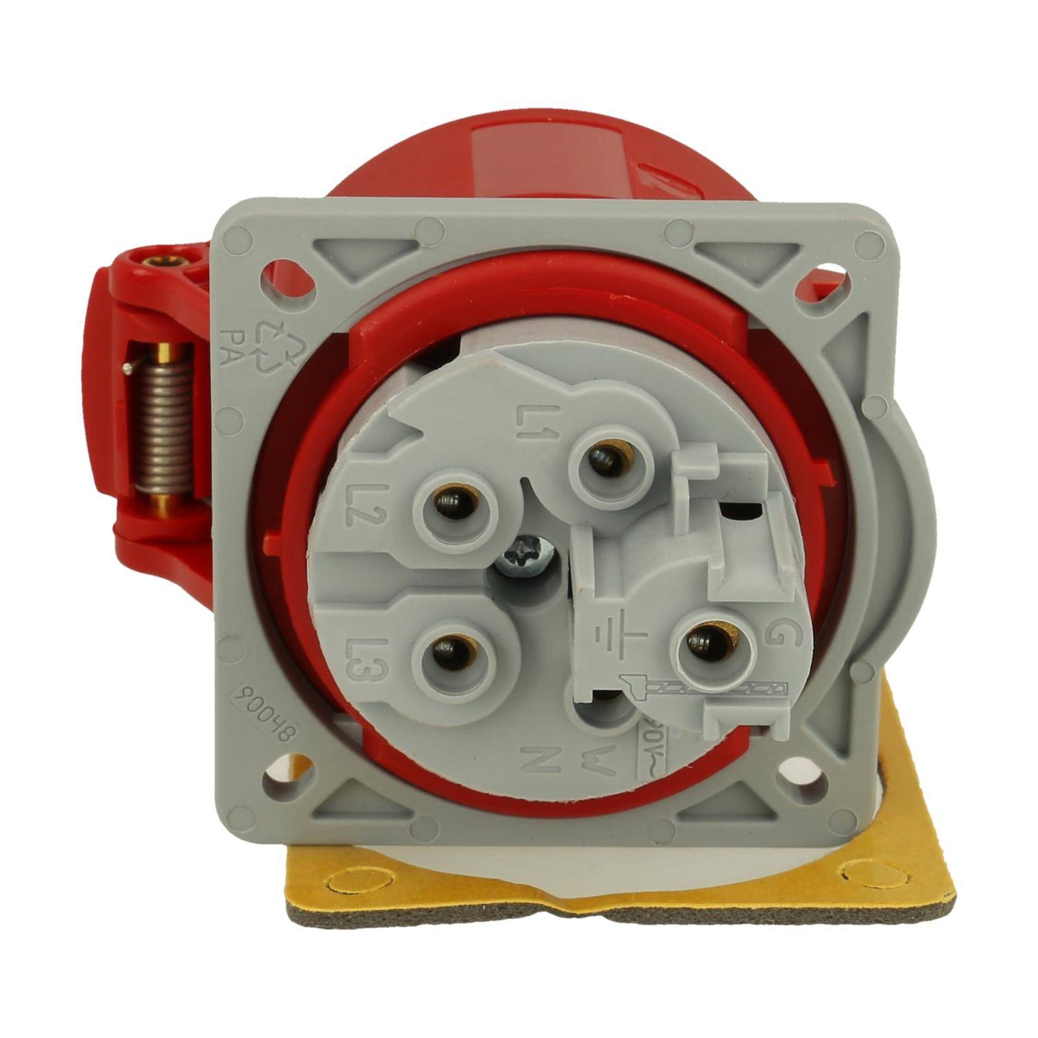 Amphenol 16 Ampere CEE Einbausteckdose 5-polig (3P+N+PE) Buchse, Kodierung 6h rot 200/346V bis 240/415V Frequenz 50 und