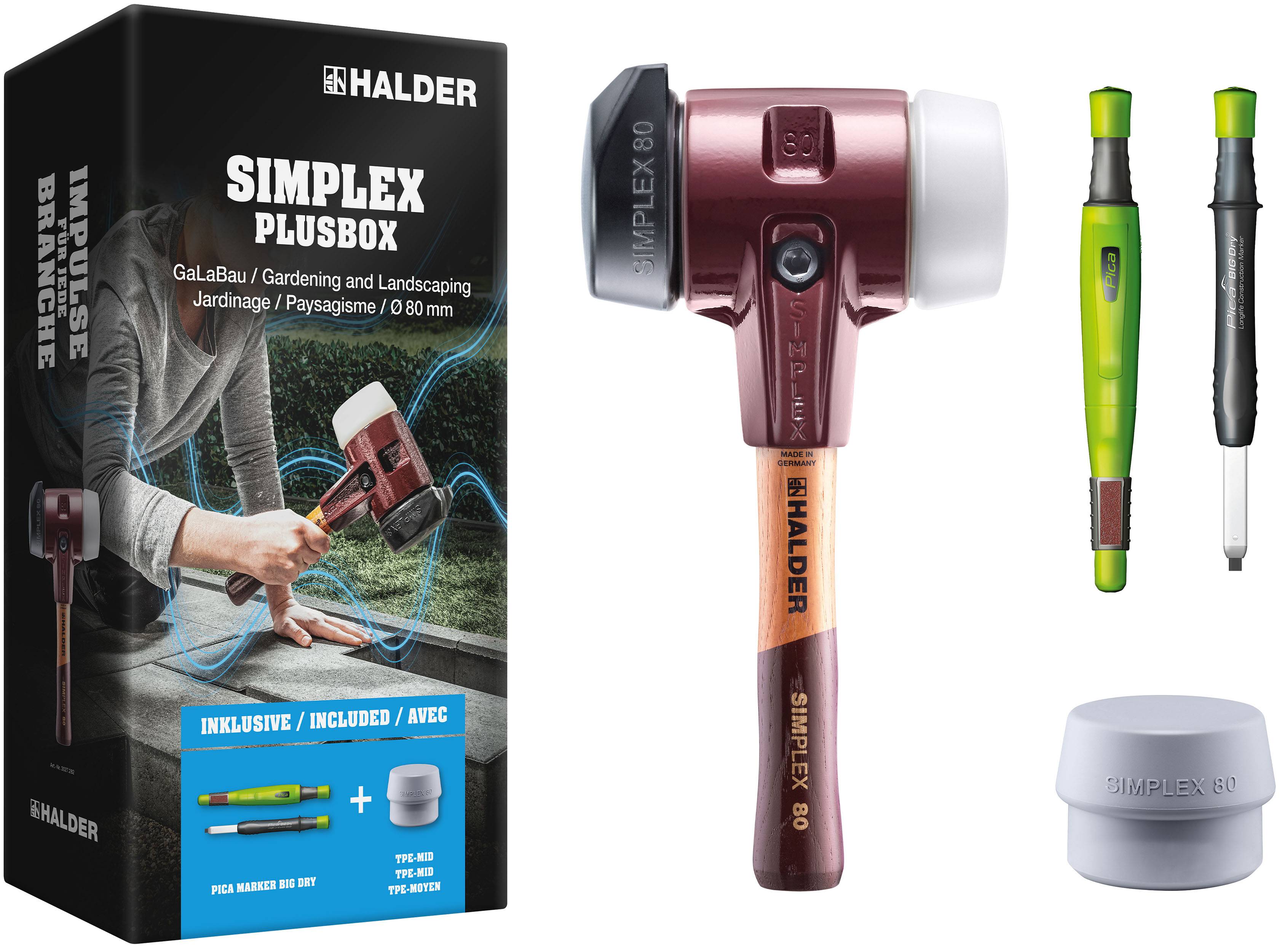 HALDER SIMPLEX Plusbox GaLaBau Ø 80 mm Superplastik / Gummi / TPE-mid + Pica Big Dry Marker