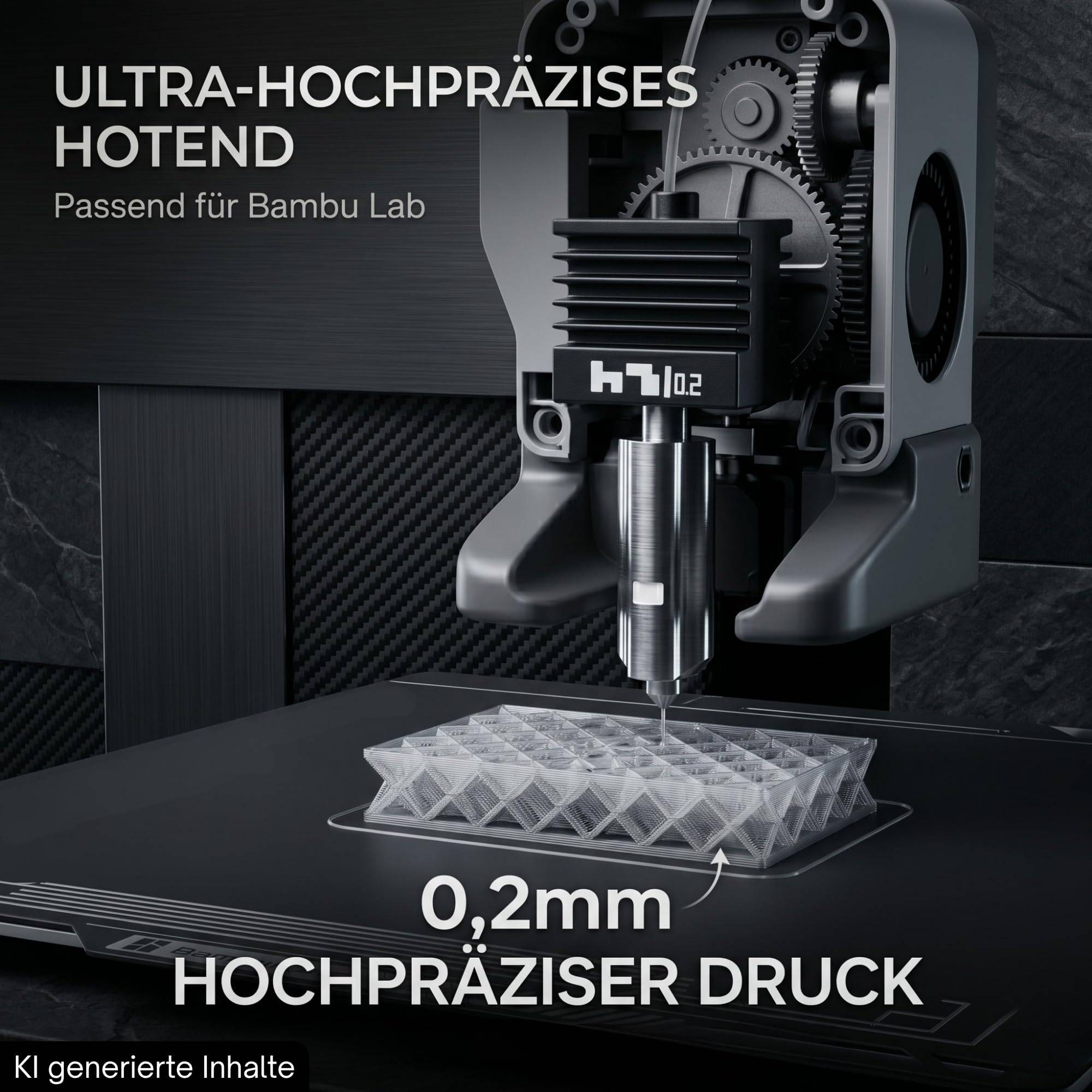 P2S H2S H2D Hotend mit 0,2mm Düse 1:1 passend für Bambu Lab 3D Drucker Nozzle Druck Kopf Hot End