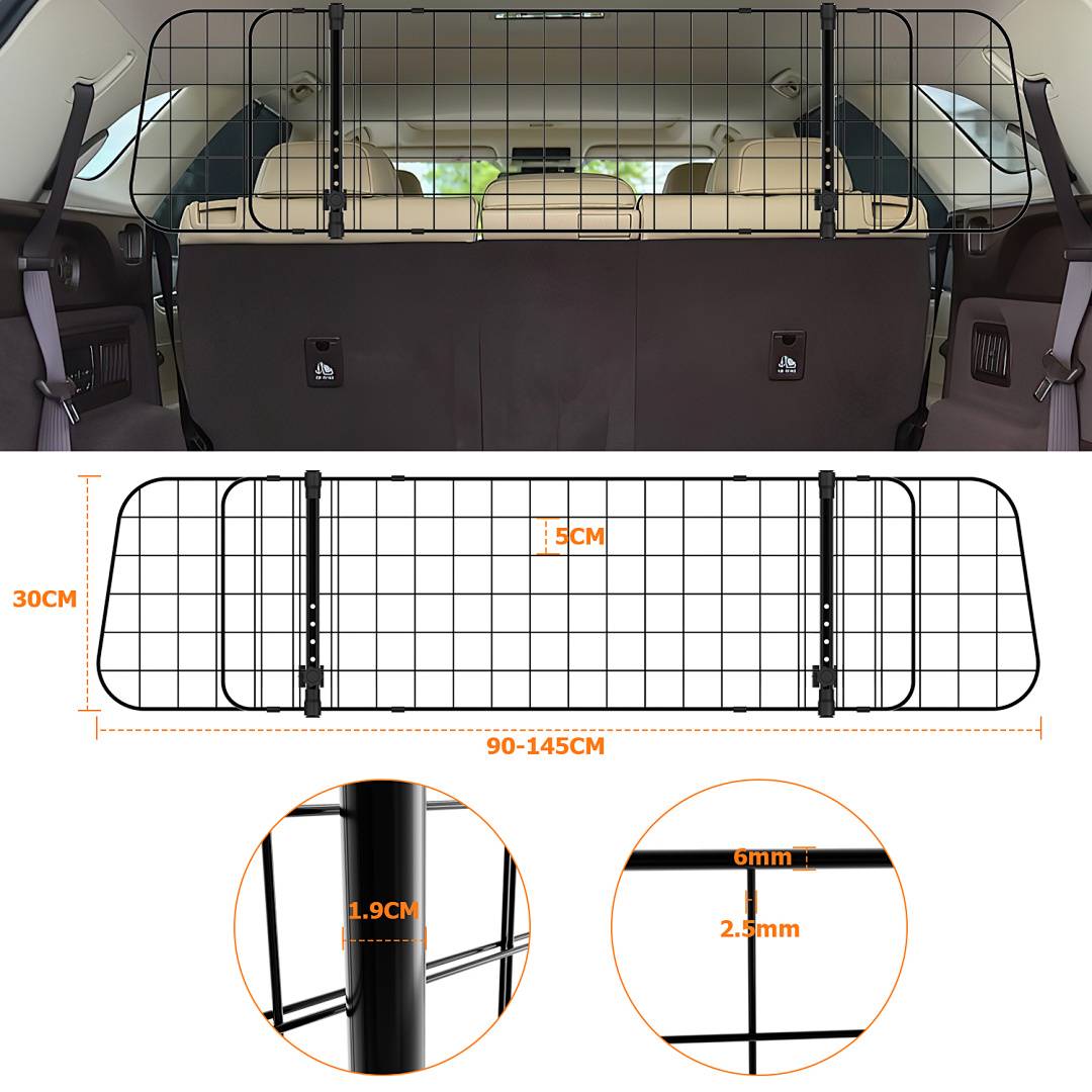 Hundegitter-Auto Trenngitter verstellbar Schutzgitter Kofferraumgitter Autogitter Hundeschutzgitter Hundebox Sicherheitsgitter