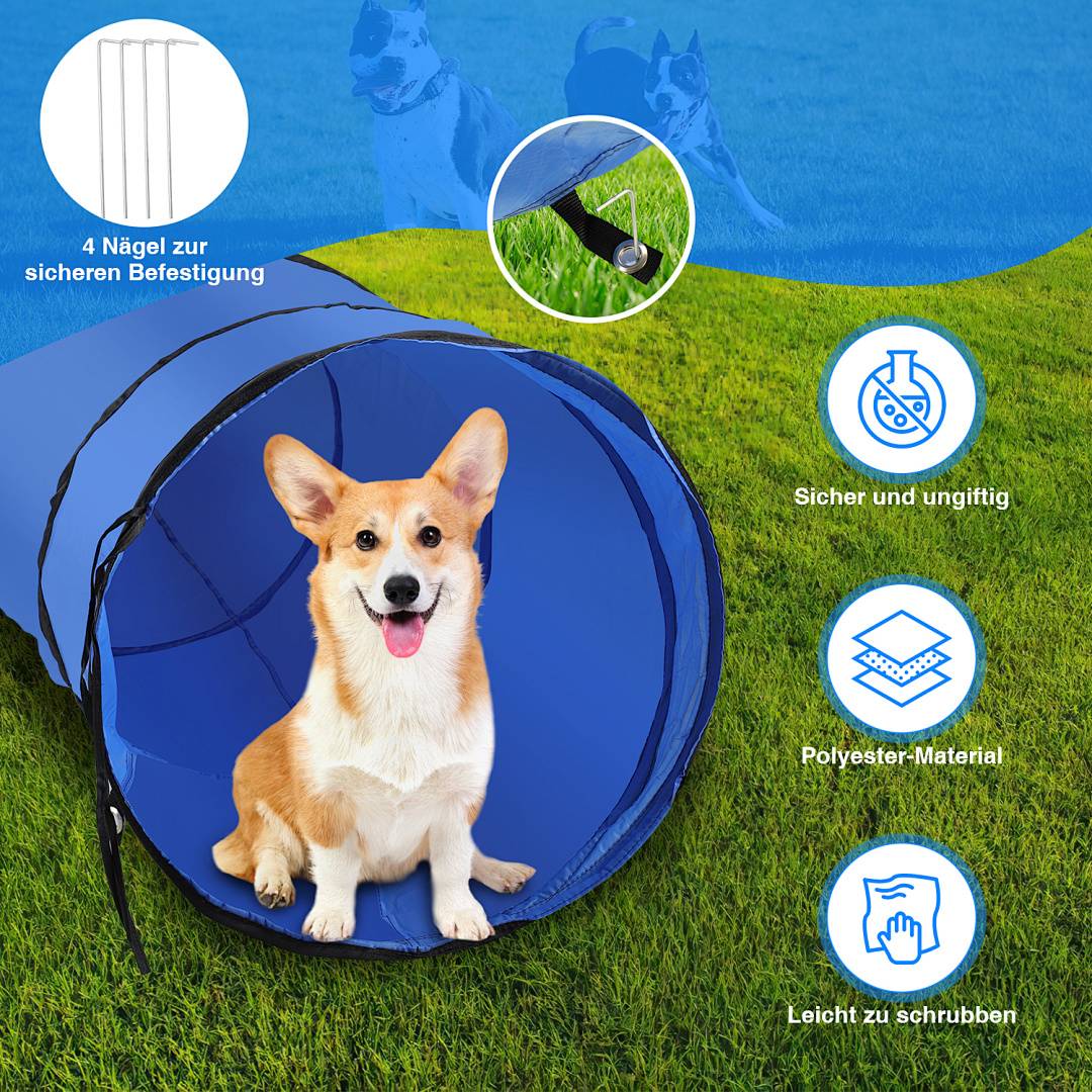 Hunde Agility Hundetraining Set Hundesport 5-tlg Training Tunnel Steckhürden-Set Ausstellungsleine Hürde Hürden