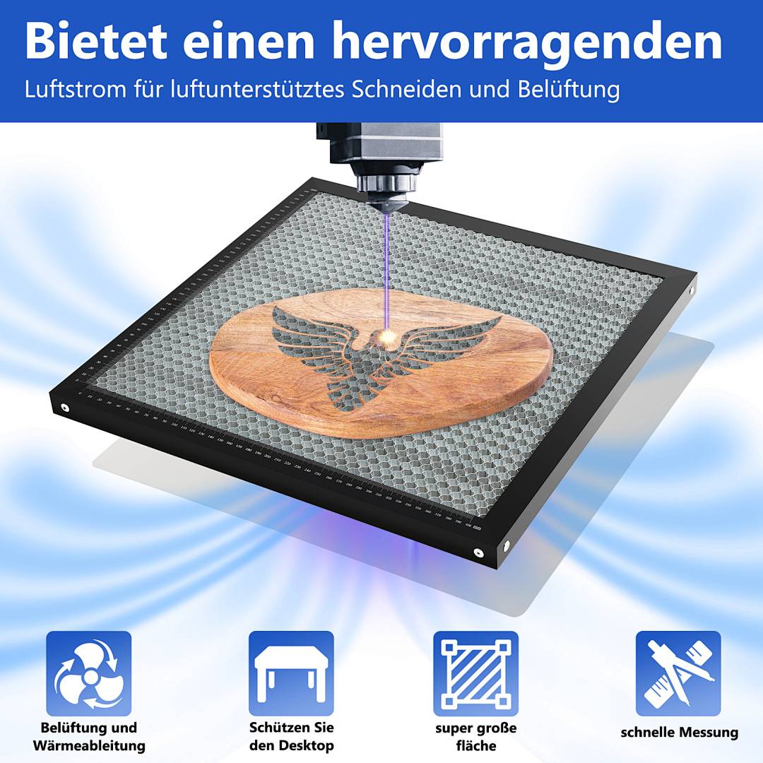 Laser Wabenplatte Honeycomb Alumium Wabentisch 400x400mm Waben Wabengitter Wabenform Graviermasche Cuttg Lasergravierer