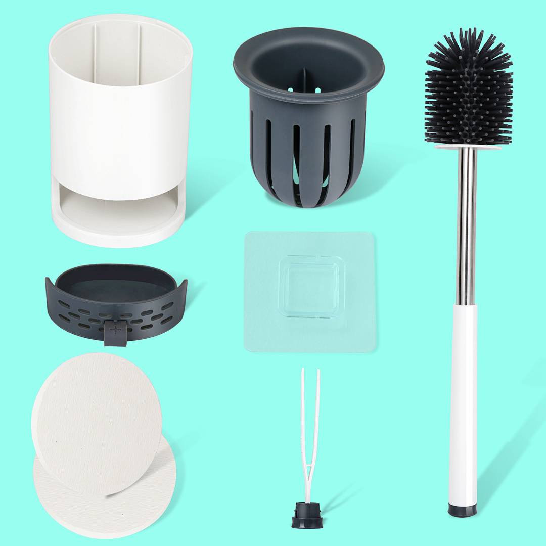 2x Silikon Toilettenbürste WC Steril 2 in 1 hygenische Klobürste Bürste Toilettenbürstenhalter Klobürste Garnitur Toilette