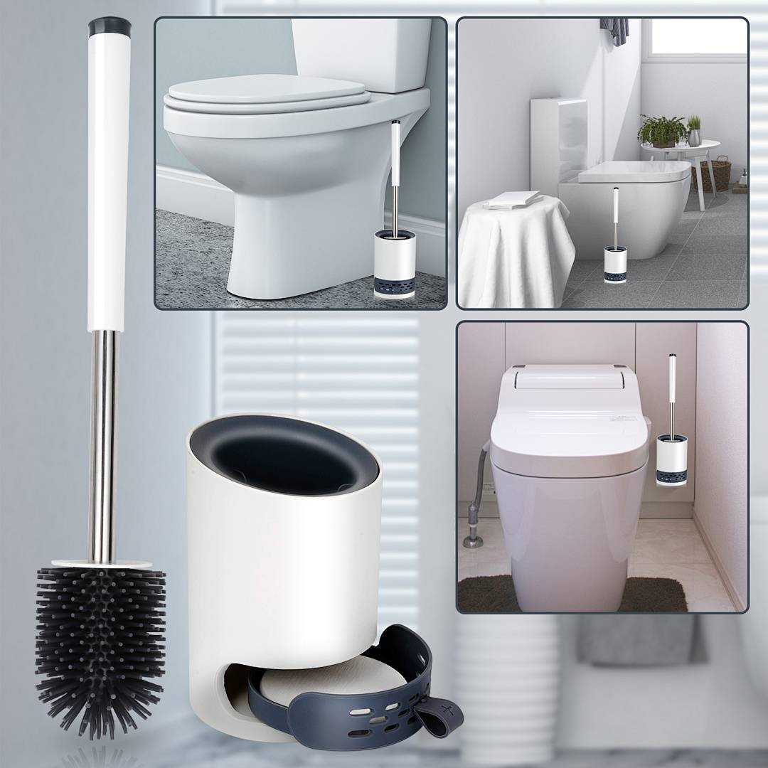 2x Silikon Toilettenbürste WC Steril 2 in 1 hygenische Klobürste Bürste Toilettenbürstenhalter Klobürste Garnitur Toilette