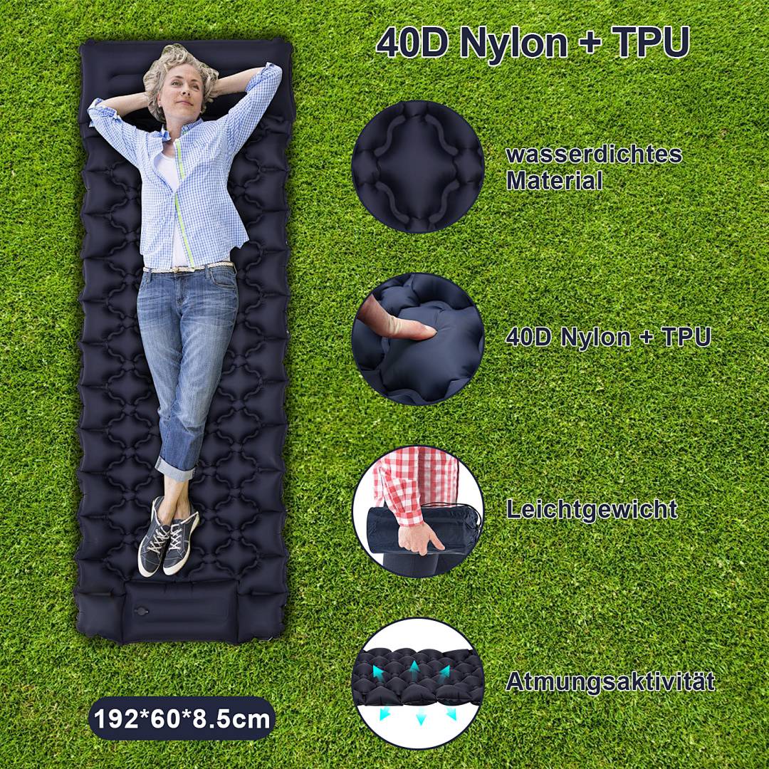 2x Camping Isomatte, Isomatte Camping Aufblasbar, 8.5cm Dicke Isomatten Camping Ultraleicht mit Kissen Isomatte Selbstaufblare Schlafmatte für
