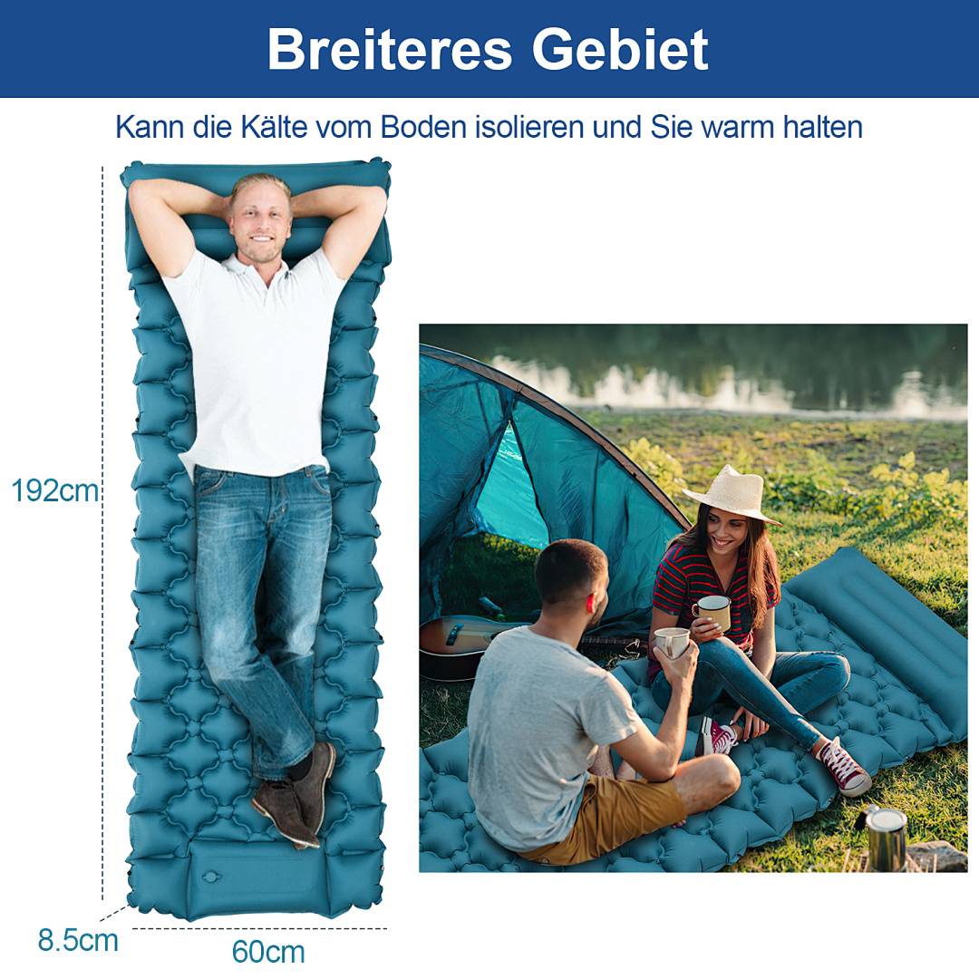 2xCamping Isomatte, Isomatte Camping Aufblasbar, 8.5cm Dicke Isomatten Camping Ultraleicht mit Kissen Isomatte Selbstaufblare Schlafmatte für