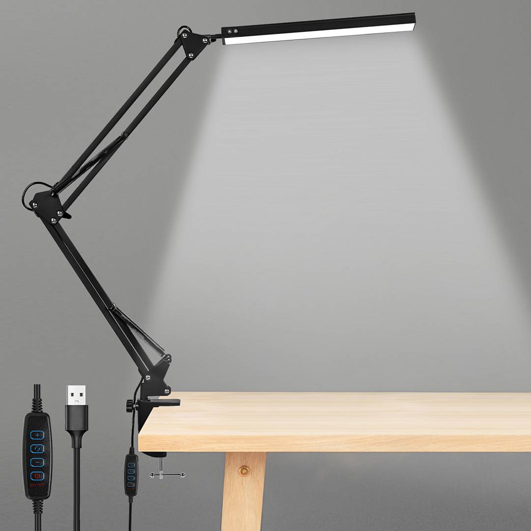 LED Schreibtischlampe Dimmbar Tischlampe 10W Leselampe Tischleuchte Nachttischlampe USB Lampe Nachttisch