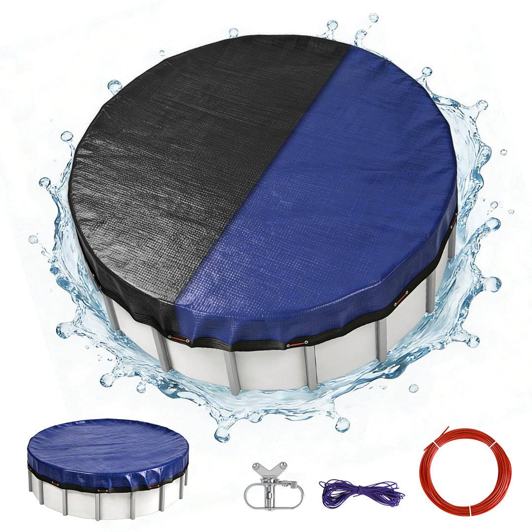 Poolabdeckung Rund für Ø306 cm Pools | Planenmaß Ø366 cm | 2-in-1 PE UV-beständig