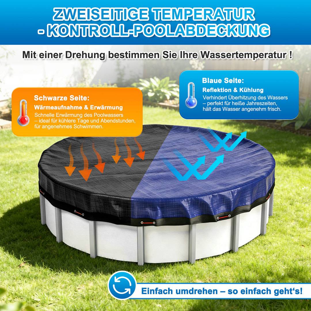 Poolabdeckung Rund für Ø306 cm Pools | Planenmaß Ø366 cm | 2-in-1 PE UV-beständig