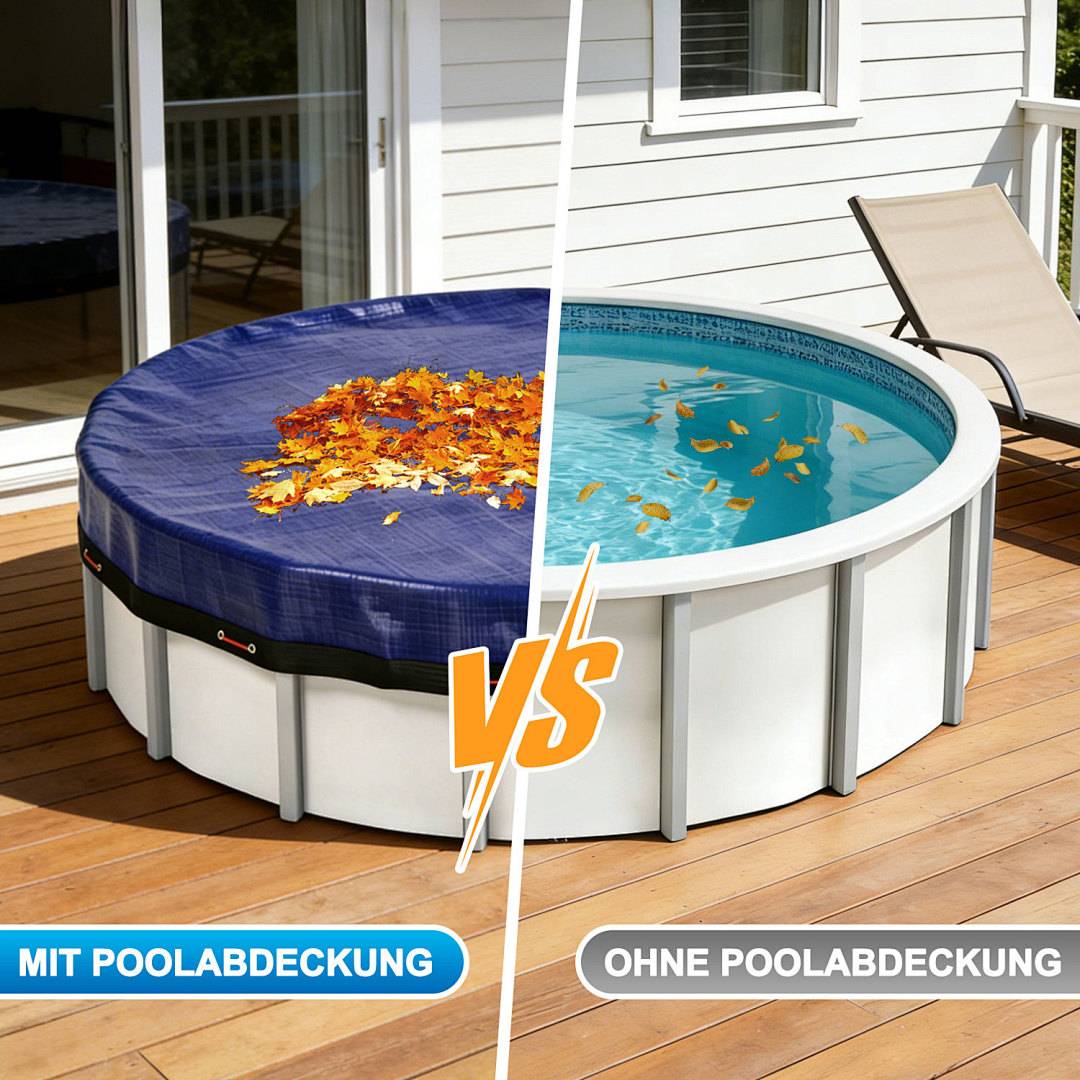 Poolabdeckung Rund für Ø306 cm Pools | Planenmaß Ø366 cm | 2-in-1 PE UV-beständig