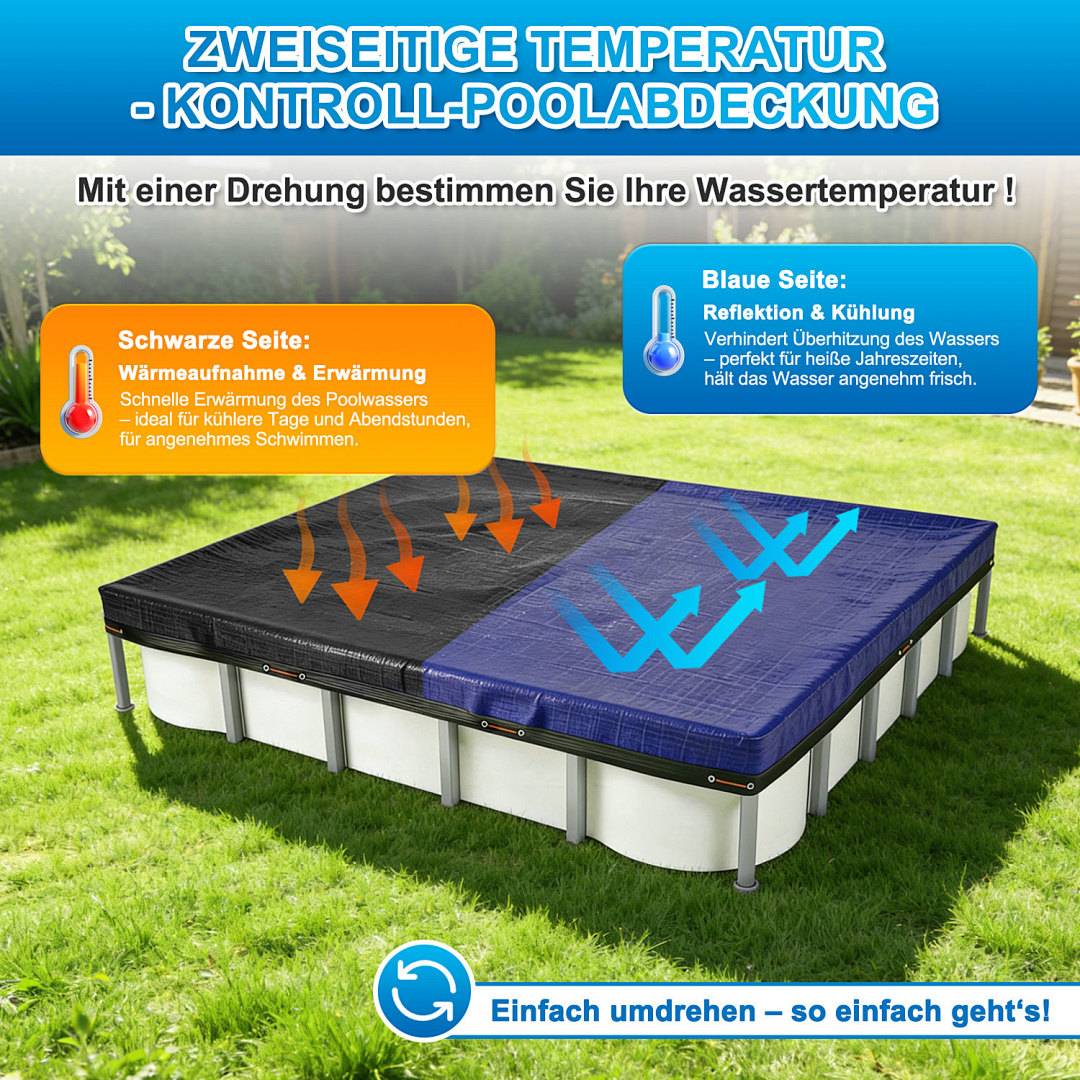 Rechteck Poolabdeckplane für Pools 200x300 cm | Plane 210x304 cm | 2-in-1 PE