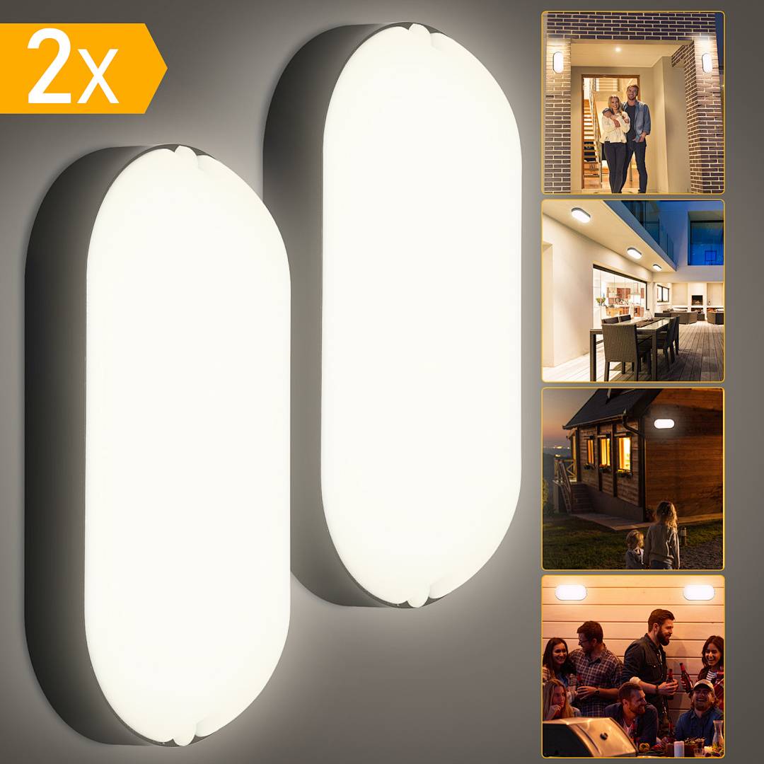 2x LED Feuchtraumleuchte Wannenleuchte Deckenleuchte Feuchtraumlampe Lampe Ovalleuchte Leuchte Lamp Feuchtraumwannenleuchte