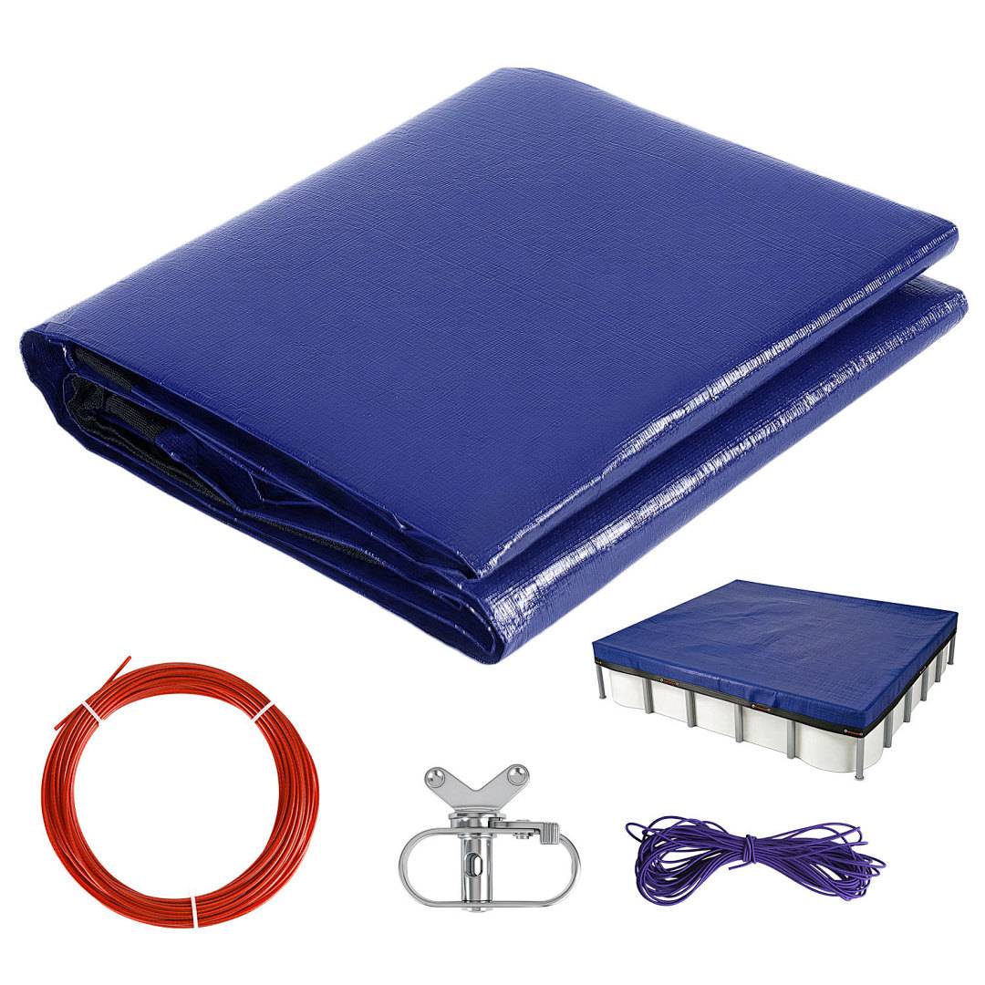 Poolabdeckung Rechteckig für 200x300 cm Pools | Planenmaß 210x304 cm | 2-in-1 PE