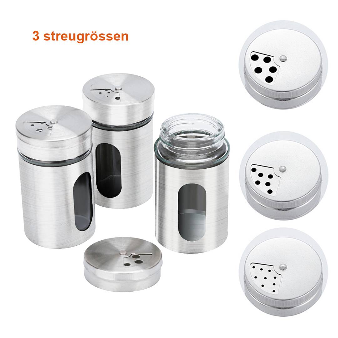 12 x Gewürzstreuer Streuer Salzstreuer Gewürzdosen Glas Box Set Gewürzstreuer Pfeffer Salz Behälter